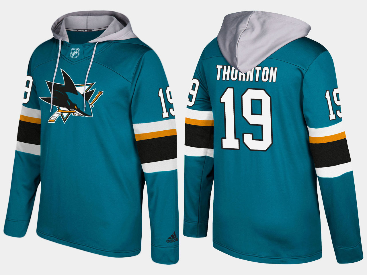 NHL Men San Jose sharks 19 joe thornton blue hoodie